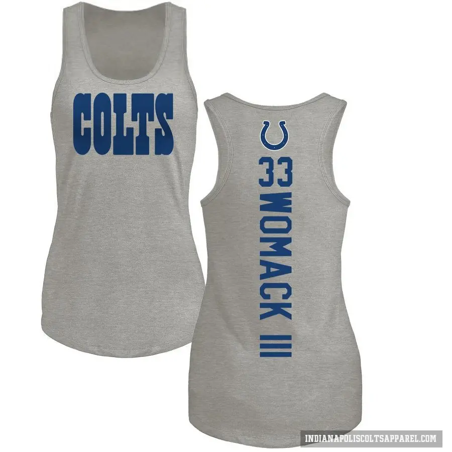 Women's ＃33 Samuel Womack III Indianapolis Colts Ash Backer Tank Top