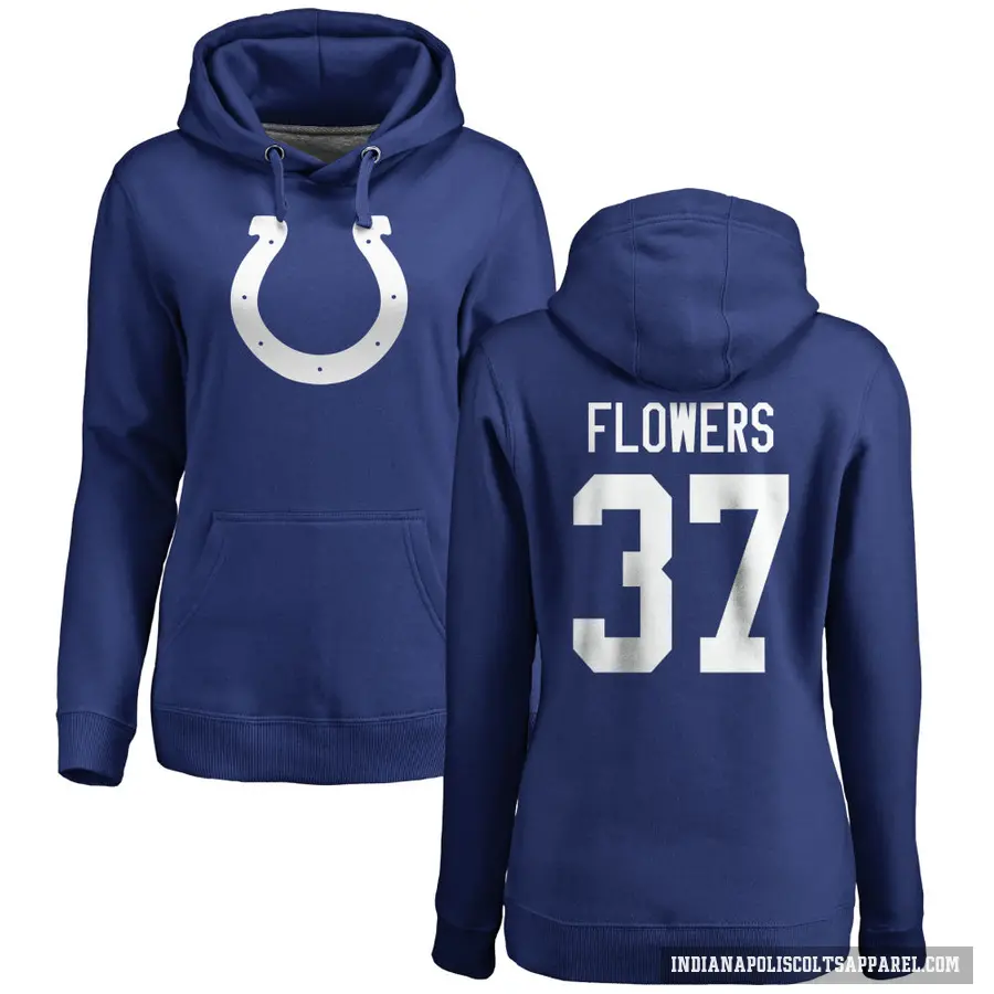 Women's ＃37 Tre Flowers Indianapolis Colts Royal Pro Line Logo Pullover Hoodie