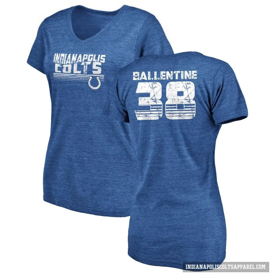 Women's ＃38 Corey Ballentine Indianapolis Colts Royal Retro V-Neck T-Shirt