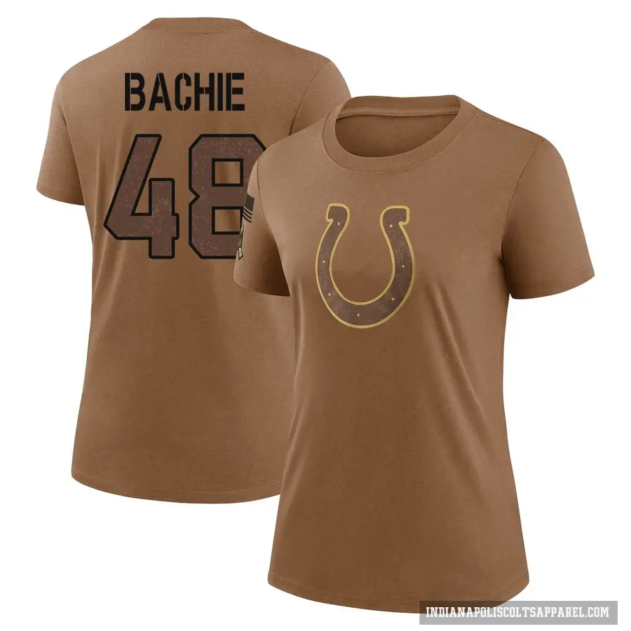 Women's ＃48 Joe Bachie Indianapolis Colts Brown 2023 Salute To Service Performance T-Shirt