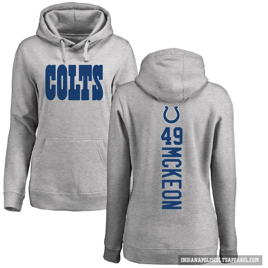 Women's ＃49 Sean McKeon Indianapolis Colts Pro Line Ash Backer Pullover Hoodie