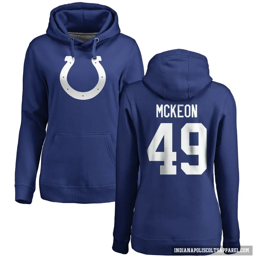 Women's ＃49 Sean McKeon Indianapolis Colts Royal Pro Line Logo Pullover Hoodie