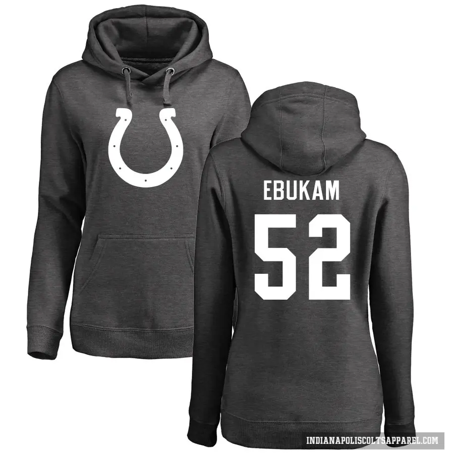 Women's ＃52 Samson Ebukam Indianapolis Colts Pro Line by Branded Ash One Color Pullover Hoodie