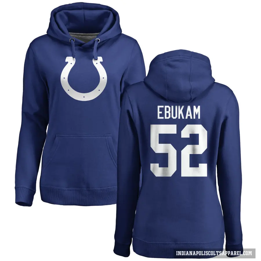 Women's ＃52 Samson Ebukam Indianapolis Colts Royal Pro Line Logo Pullover Hoodie