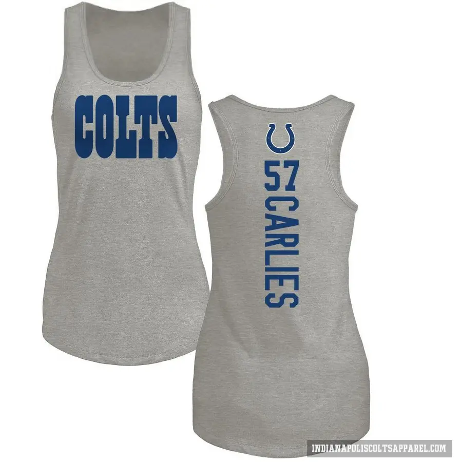 Women's ＃57 Jaylon Carlies Indianapolis Colts Ash Backer Tank Top