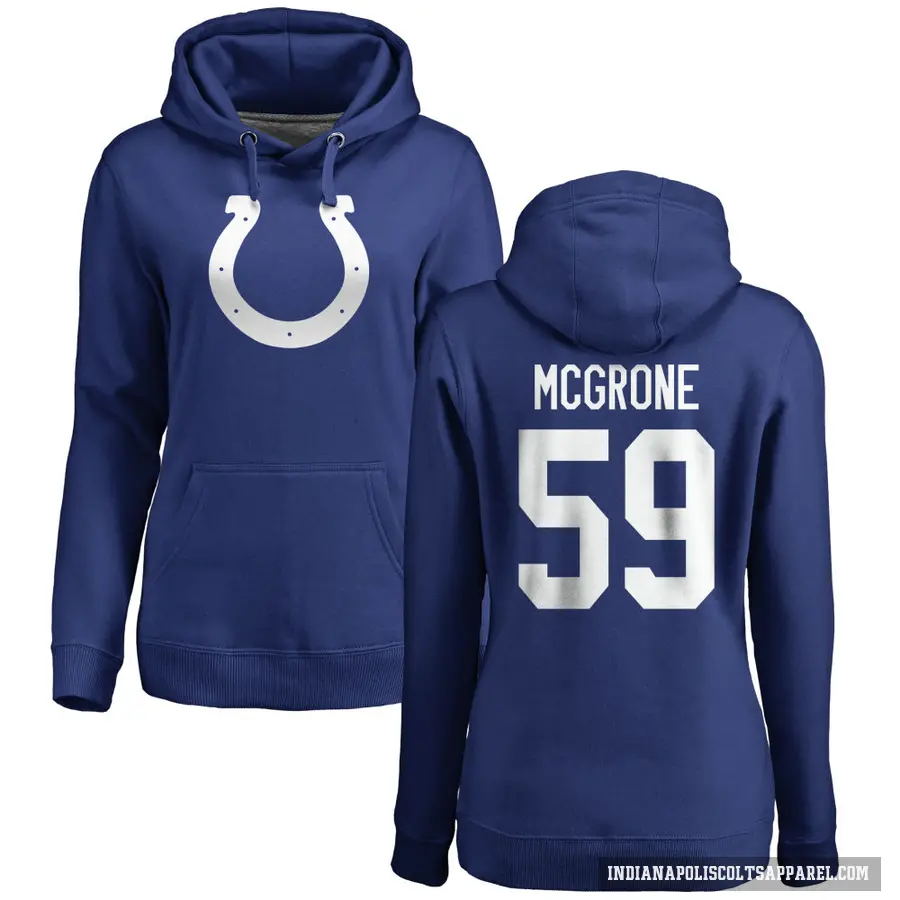 Women's ＃59 Cameron McGrone Indianapolis Colts Royal Pro Line Logo Pullover Hoodie
