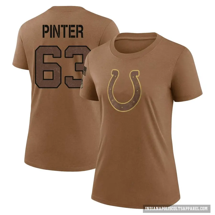Women's ＃63 Danny Pinter Indianapolis Colts Brown 2023 Salute To Service Performance T-Shirt