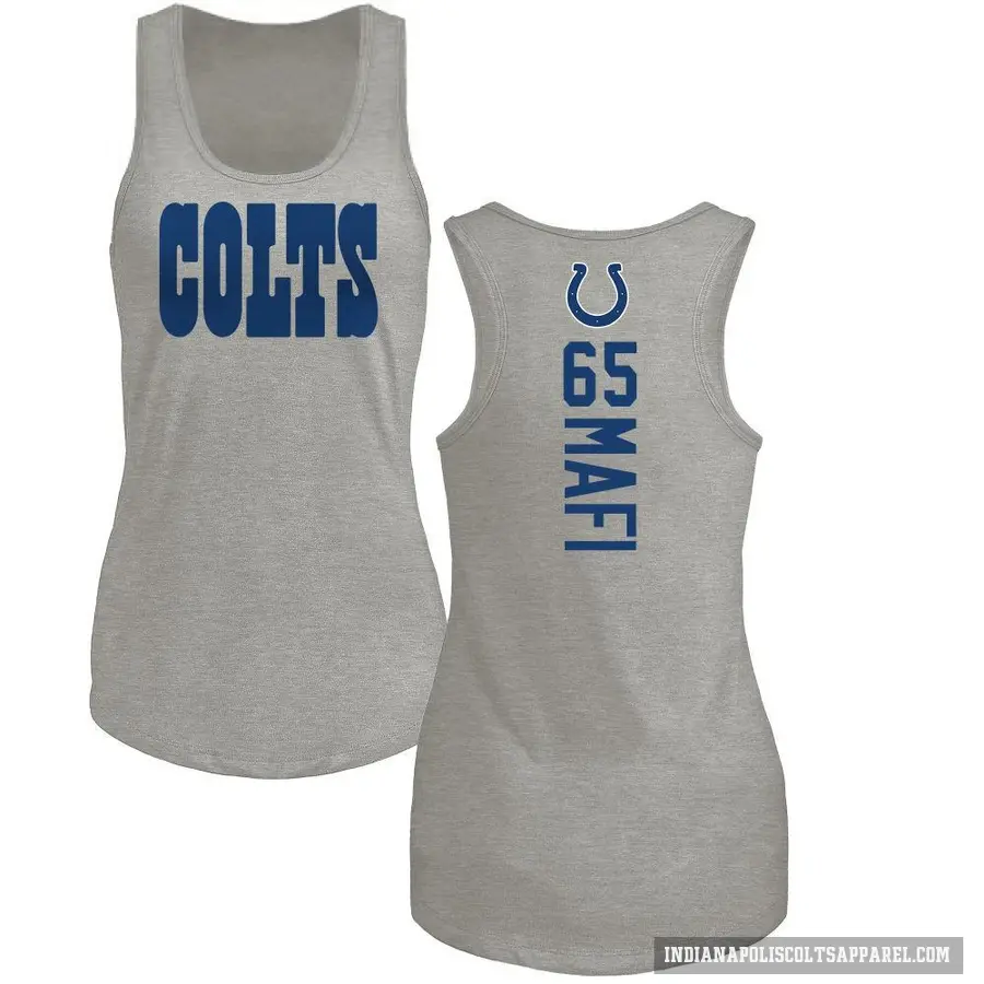 Women's ＃65 Atonio Mafi Indianapolis Colts Ash Backer Tank Top