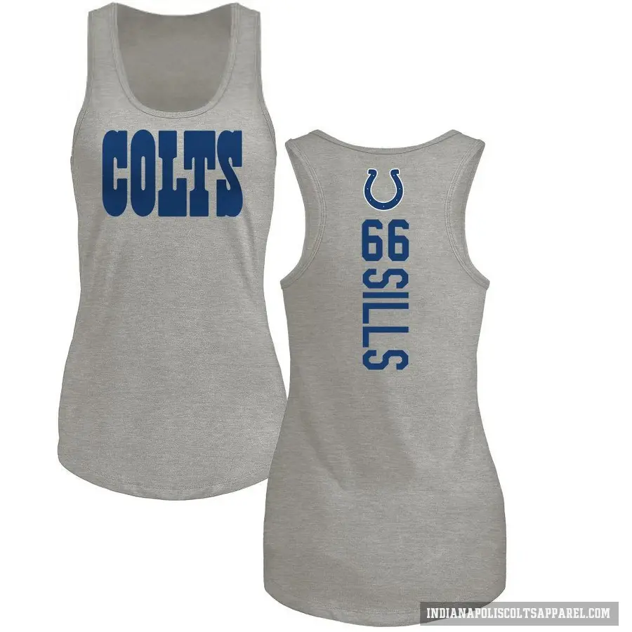 Women's ＃66 Josh Sills Indianapolis Colts Ash Backer Tank Top