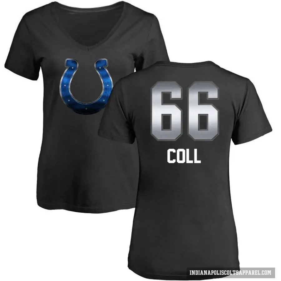 Women's ＃66 Ryan Coll Indianapolis Colts Black Midnight Mascot T-Shirt