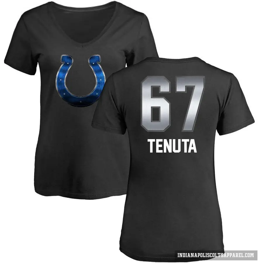 Women's ＃67 Luke Tenuta Indianapolis Colts Black Midnight Mascot T-Shirt