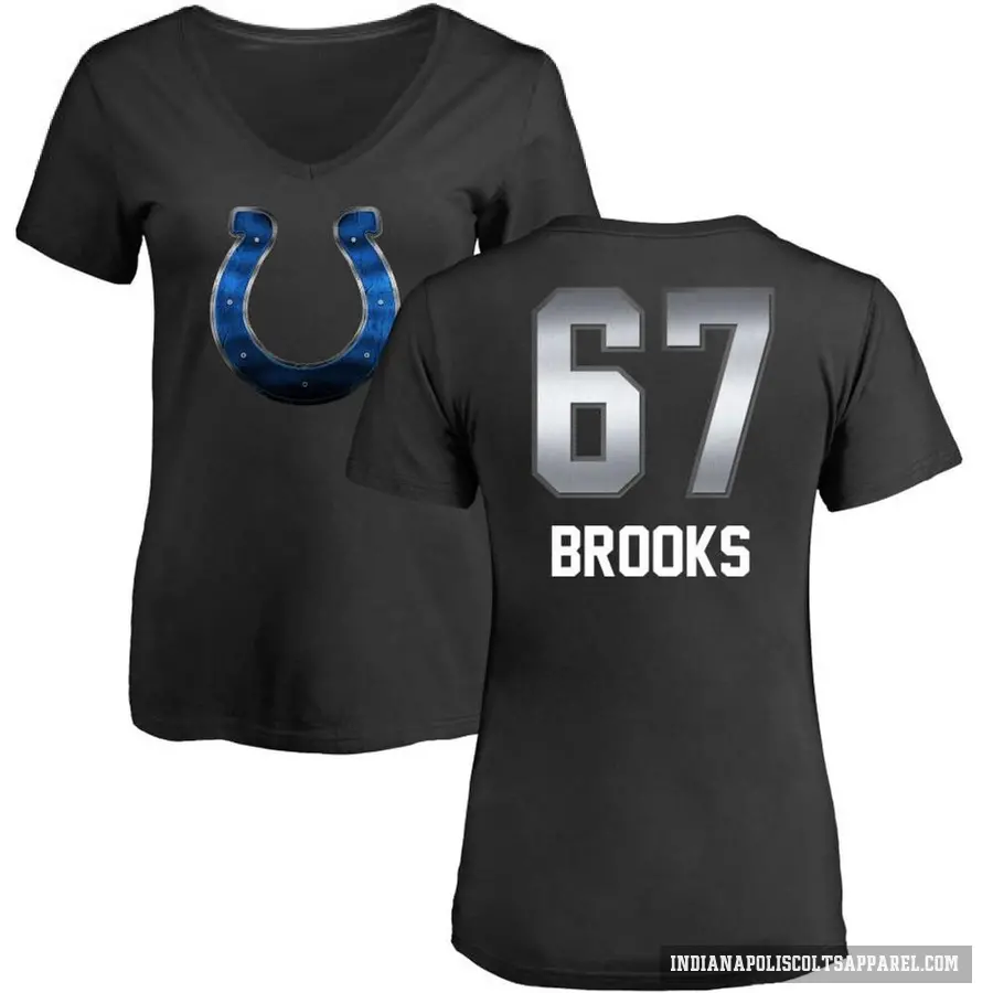 Women's ＃67 Mason Brooks Indianapolis Colts Black Midnight Mascot T-Shirt