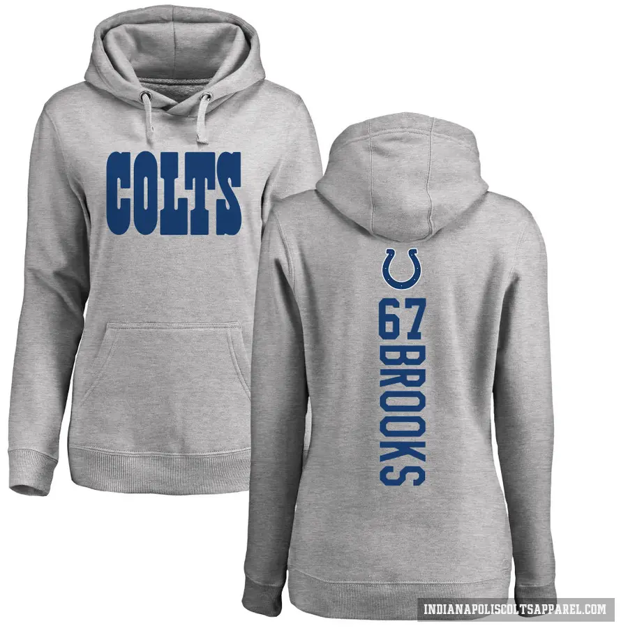 Women's ＃67 Mason Brooks Indianapolis Colts Pro Line Ash Backer Pullover Hoodie