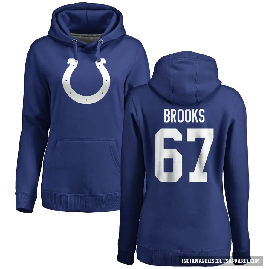 Women's ＃67 Mason Brooks Indianapolis Colts Royal Pro Line Logo Pullover Hoodie