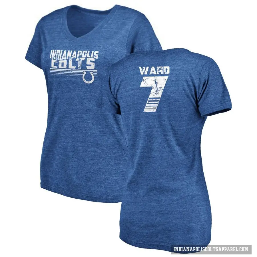 Women's ＃7 Charvarius Ward Indianapolis Colts Royal Retro V-Neck T-Shirt