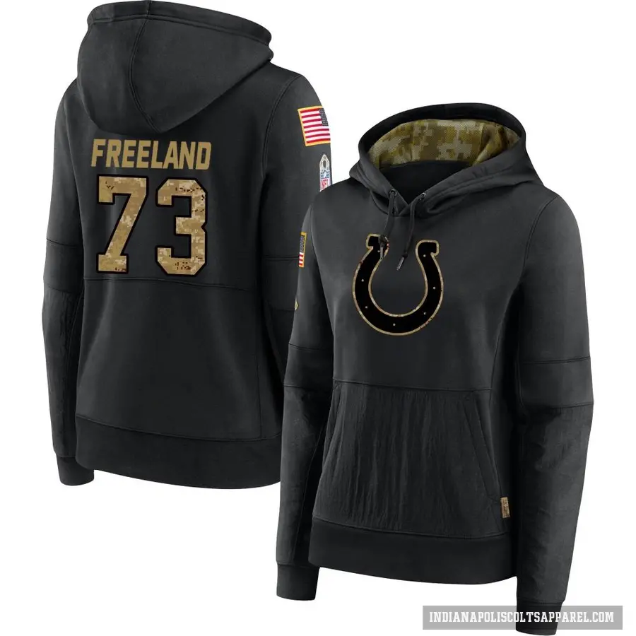 Women's ＃73 Blake Freeland Indianapolis Colts Black 2020 Salute to Service Sideline Performance Pullover Hoodie