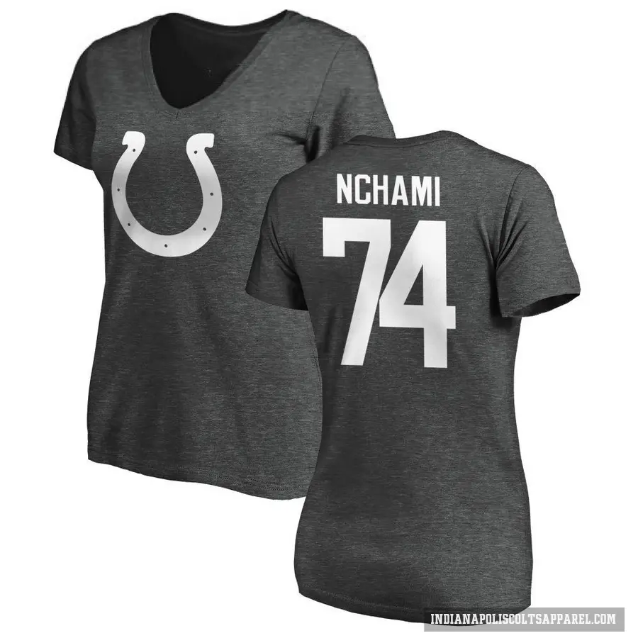 Women's ＃74 Durell Nchami Indianapolis Colts Ash One Color T-Shirt