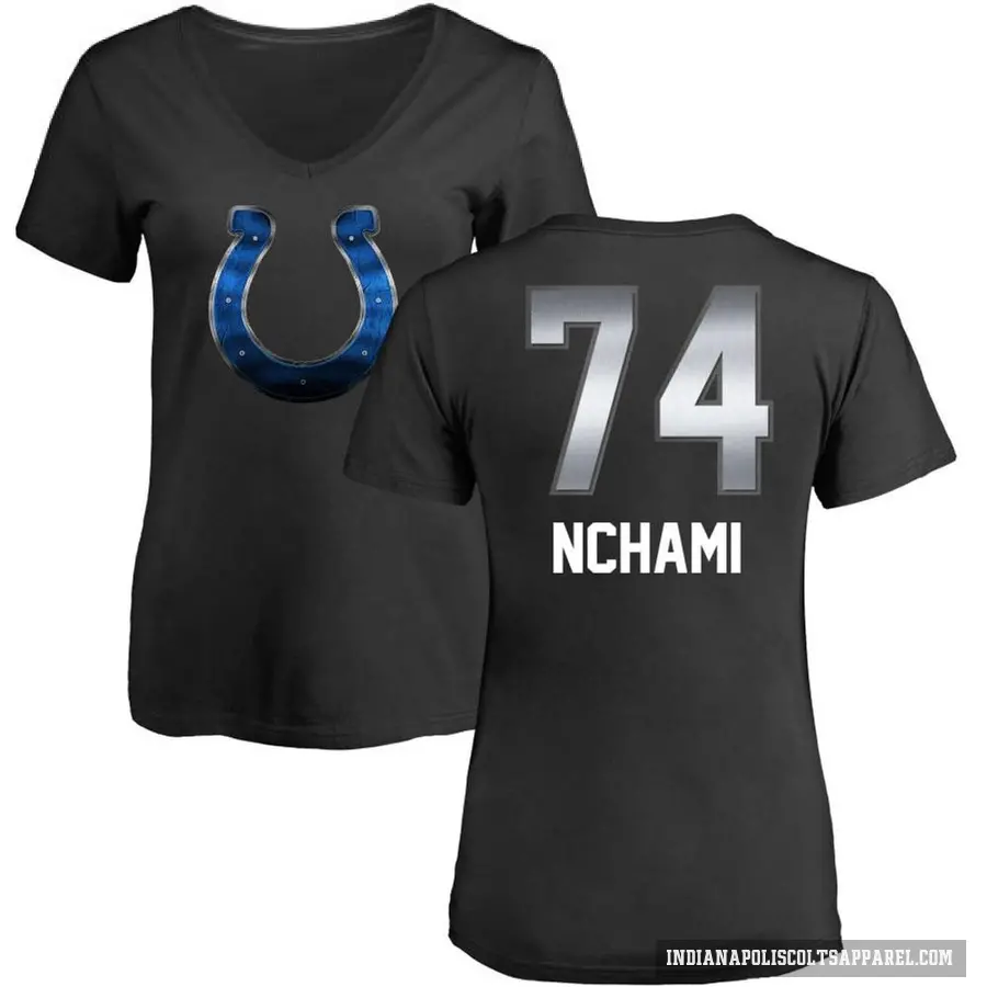 Women's ＃74 Durell Nchami Indianapolis Colts Black Midnight Mascot T-Shirt