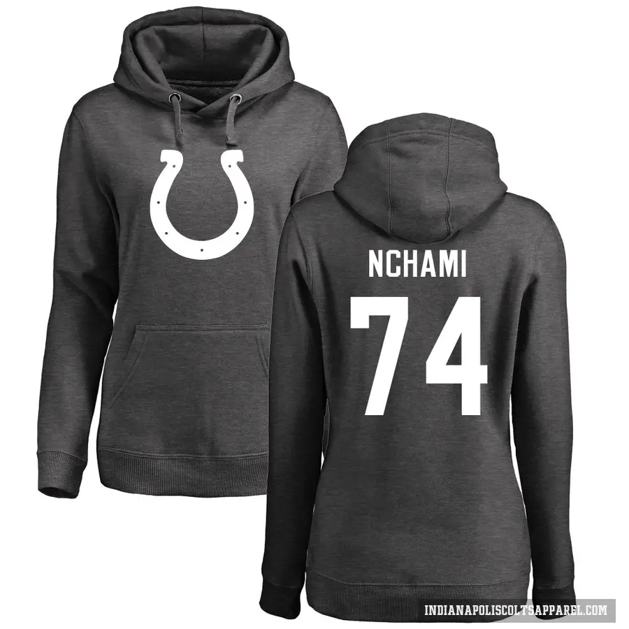 Women's ＃74 Durell Nchami Indianapolis Colts Pro Line by Branded Ash One Color Pullover Hoodie