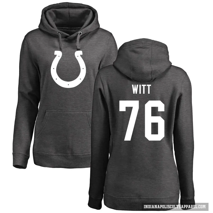 Women's ＃76 Jake Witt Indianapolis Colts Pro Line by Branded Ash One Color Pullover Hoodie