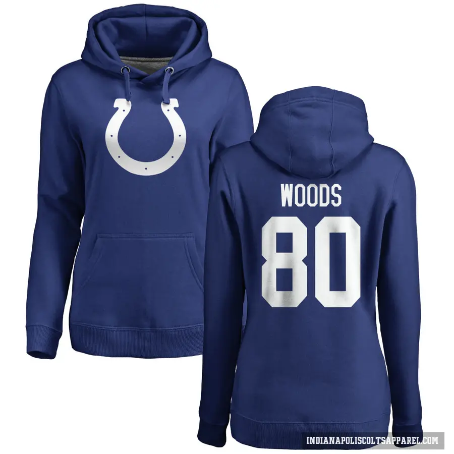 Women's ＃80 Jelani Woods Indianapolis Colts Royal Pro Line Logo Pullover Hoodie