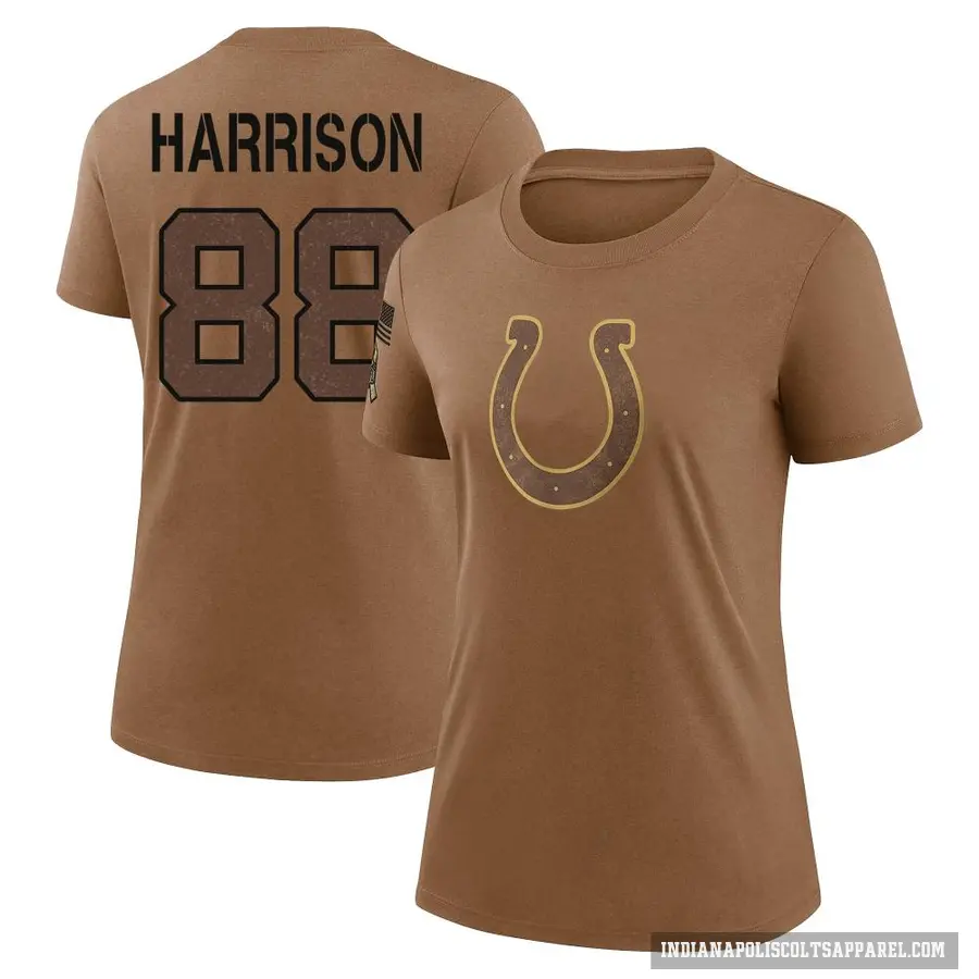 Women's ＃88 Marvin Harrison Indianapolis Colts Brown 2023 Salute To Service Performance T-Shirt