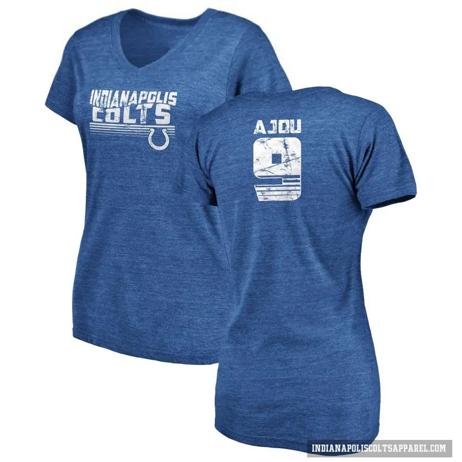 Women's ＃9 Ajou Ajou Indianapolis Colts Royal Retro V-Neck T-Shirt
