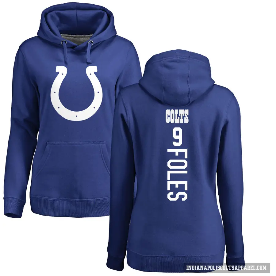 Women's ＃9 Nick Foles Indianapolis Colts Royal Pro Line Backer Pullover Hoodie