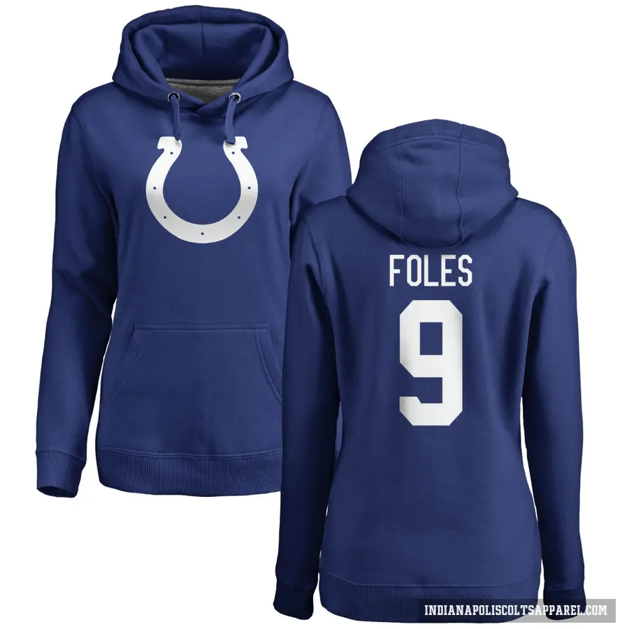Women's ＃9 Nick Foles Indianapolis Colts Royal Pro Line Logo Pullover Hoodie