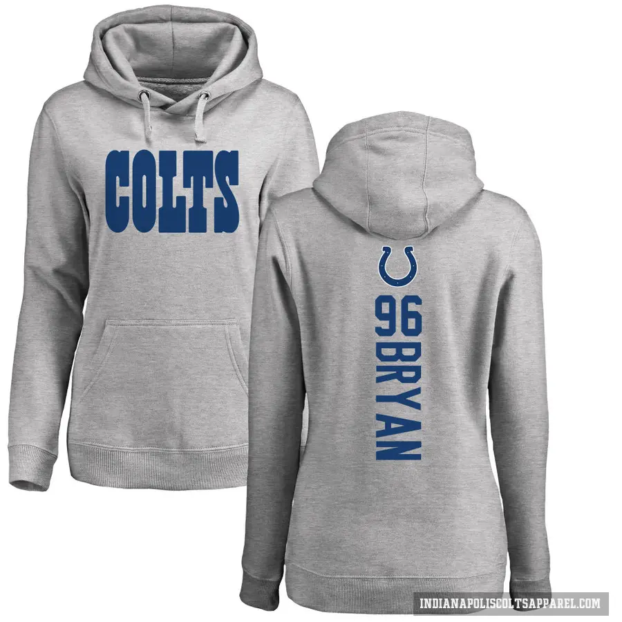 Women's ＃96 Taven Bryan Indianapolis Colts Pro Line Ash Backer Pullover Hoodie