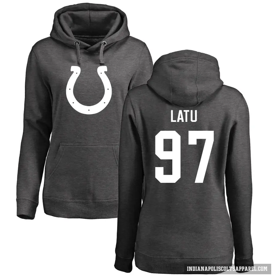 Women's ＃97 Laiatu Latu Indianapolis Colts Pro Line by Branded Ash One Color Pullover Hoodie