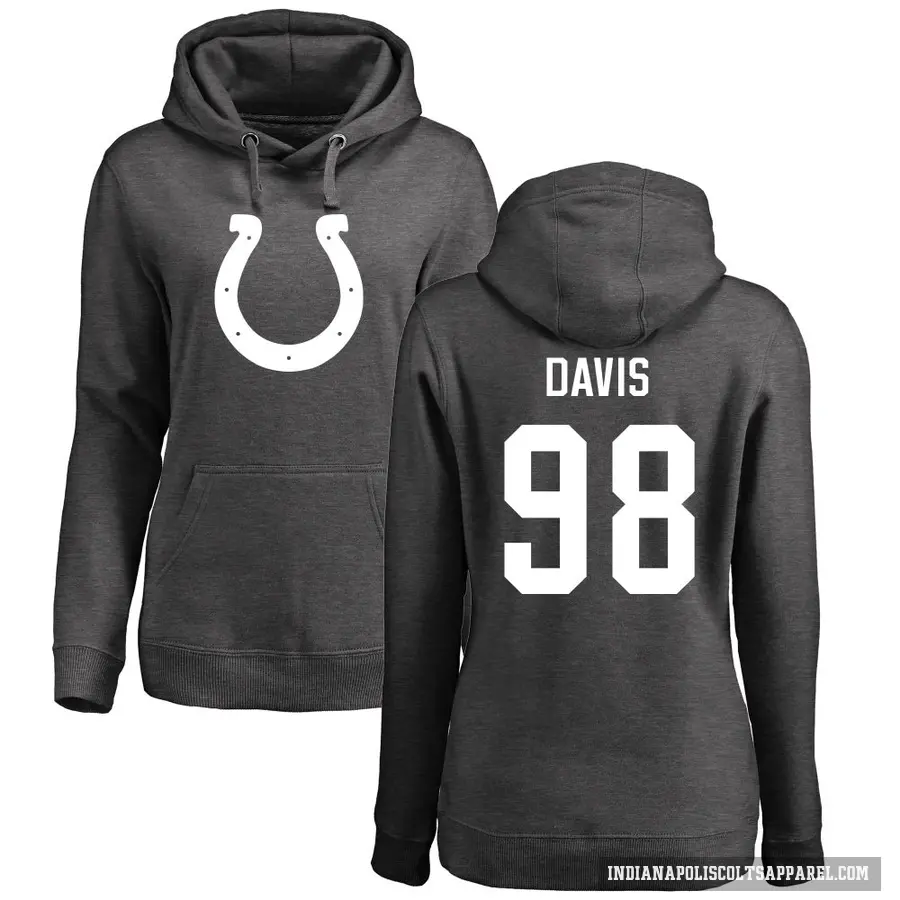 Women's ＃98 Raekwon Davis Indianapolis Colts Pro Line by Branded Ash One Color Pullover Hoodie