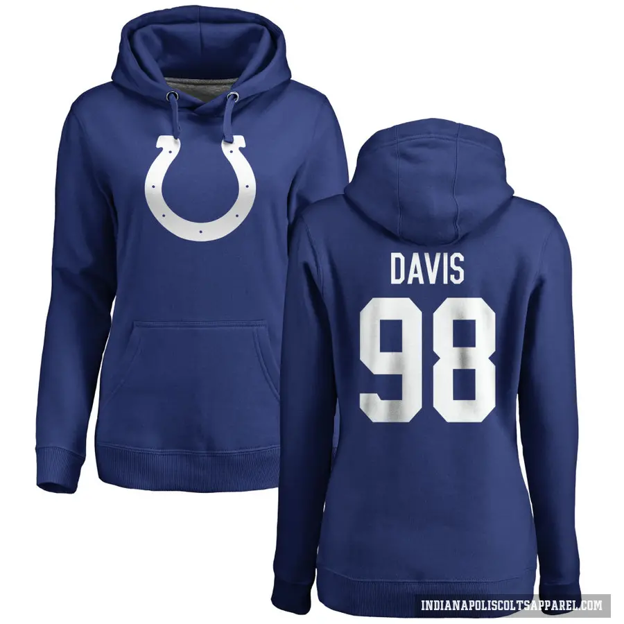 Women's ＃98 Raekwon Davis Indianapolis Colts Royal Pro Line Logo Pullover Hoodie