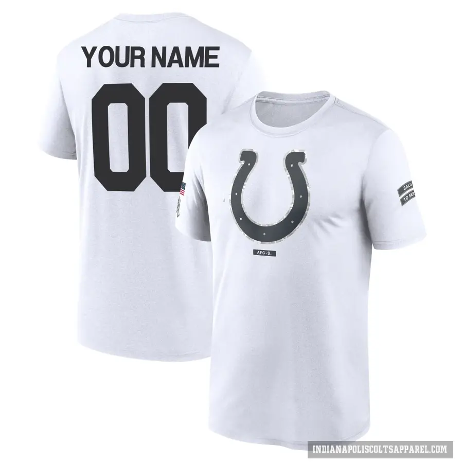 Youth ＃00 Custom Indianapolis Colts White 2024 Salute to Service Performance T-Shirt