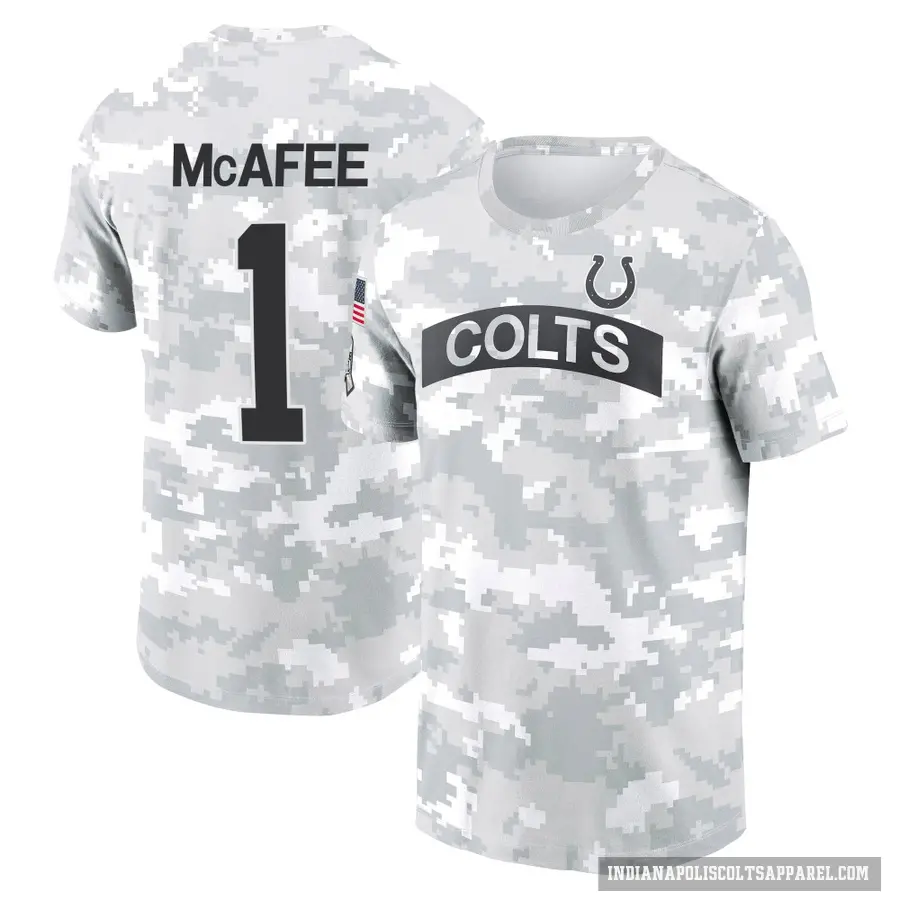 Youth ＃1 Pat McAfee Indianapolis Colts Camo Arctic 2024 Salute to Service Performance T-Shirt