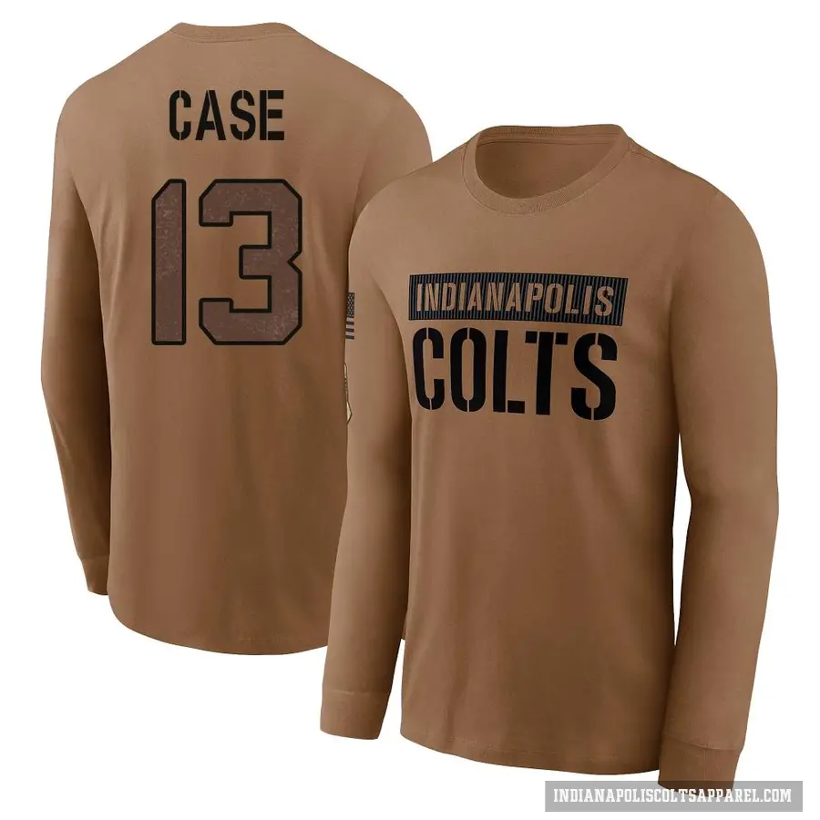 Youth ＃13 Kody Case Indianapolis Colts Brown 2023 Salute To Service Long Sleeve T-Shirt
