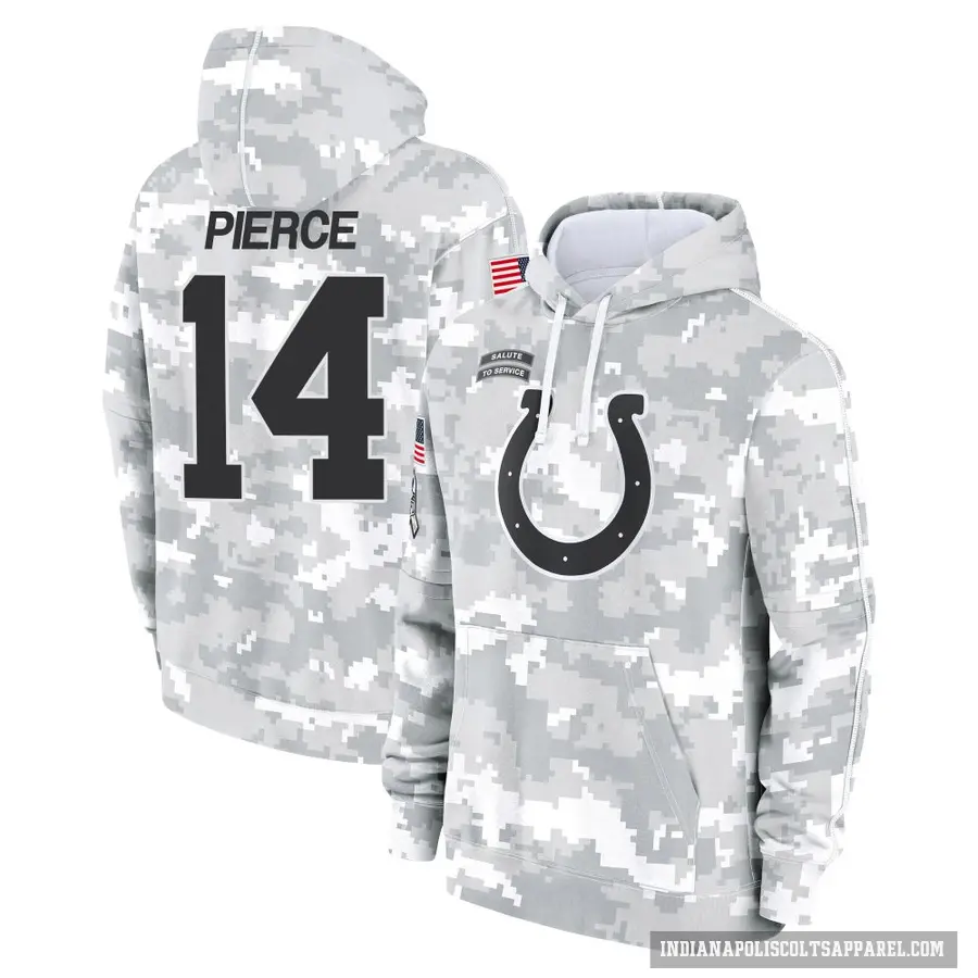 Youth ＃14 Alec Pierce Indianapolis Colts Arctic Camo 2024 Salute to Service Club Fleece Pullover Hoodie