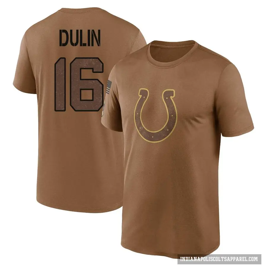 Youth ＃16 Ashton Dulin Indianapolis Colts Brown 2023 Salute To Service Performance T-Shirt
