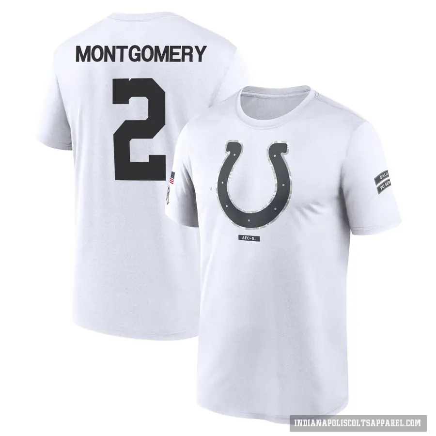 Youth ＃2 D.J. Montgomery Indianapolis Colts White 2024 Salute to Service Performance T-Shirt