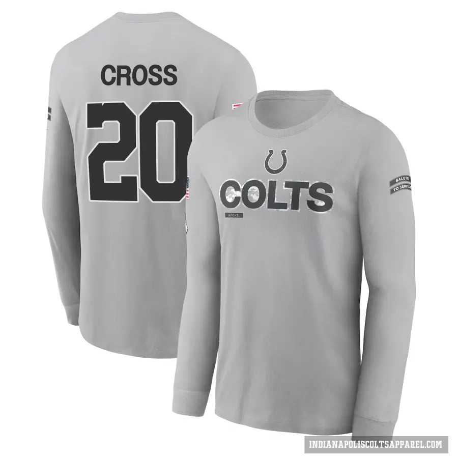 Youth ＃20 Nick Cross Indianapolis Colts Gray 2024 Salute to Service Long Sleeve T-Shirt