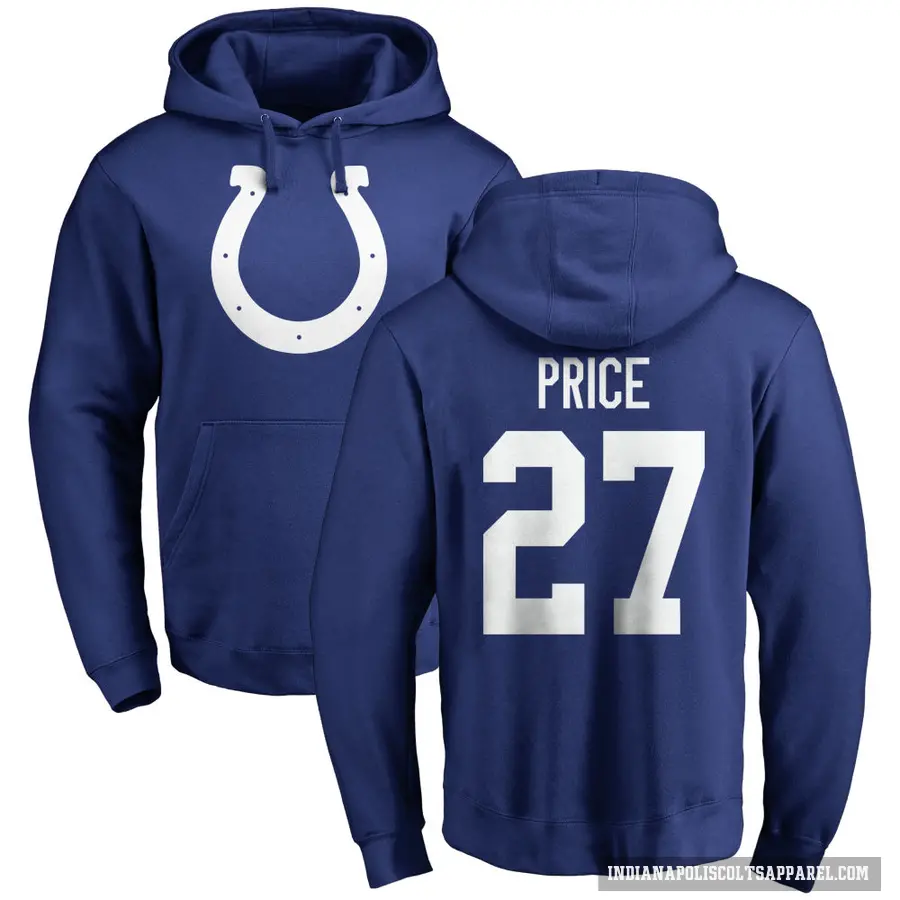Youth ＃27 D'vonte Price Indianapolis Colts Royal Pro Line Name & Number Logo Pullover Hoodie