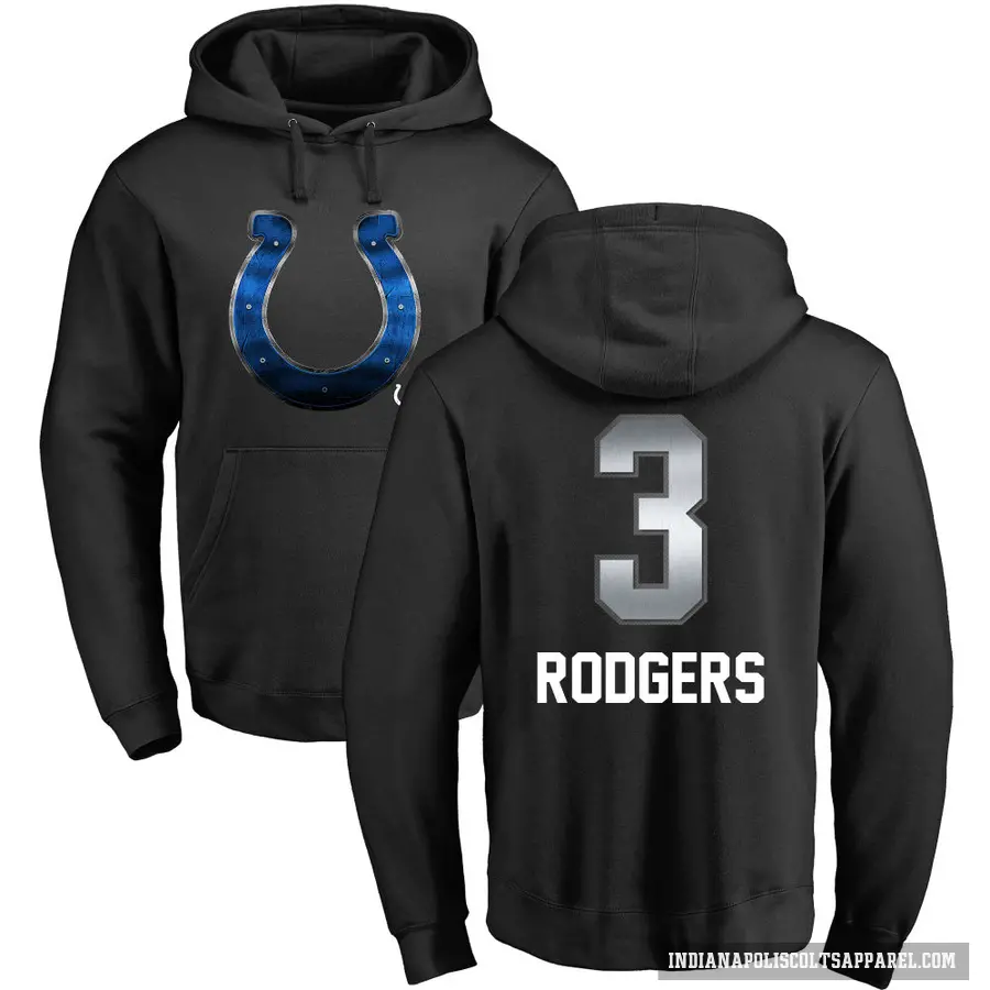Youth ＃3 Amari Rodgers Indianapolis Colts Black Midnight Mascot Pullover Hoodie