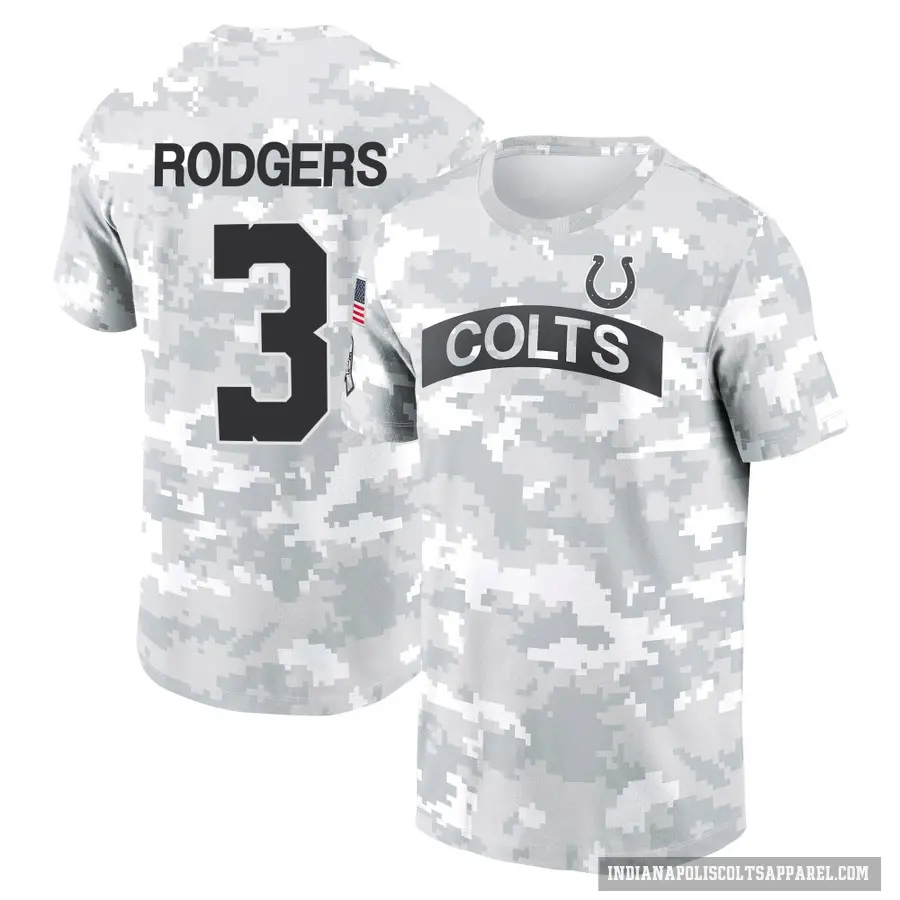 Youth ＃3 Amari Rodgers Indianapolis Colts Camo Arctic 2024 Salute to Service Performance T-Shirt