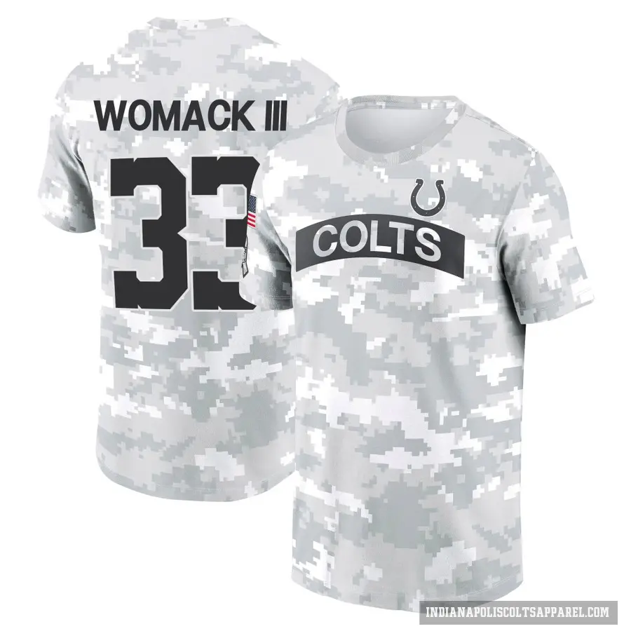 Youth ＃33 Samuel Womack III Indianapolis Colts Camo Arctic 2024 Salute to Service Performance T-Shirt