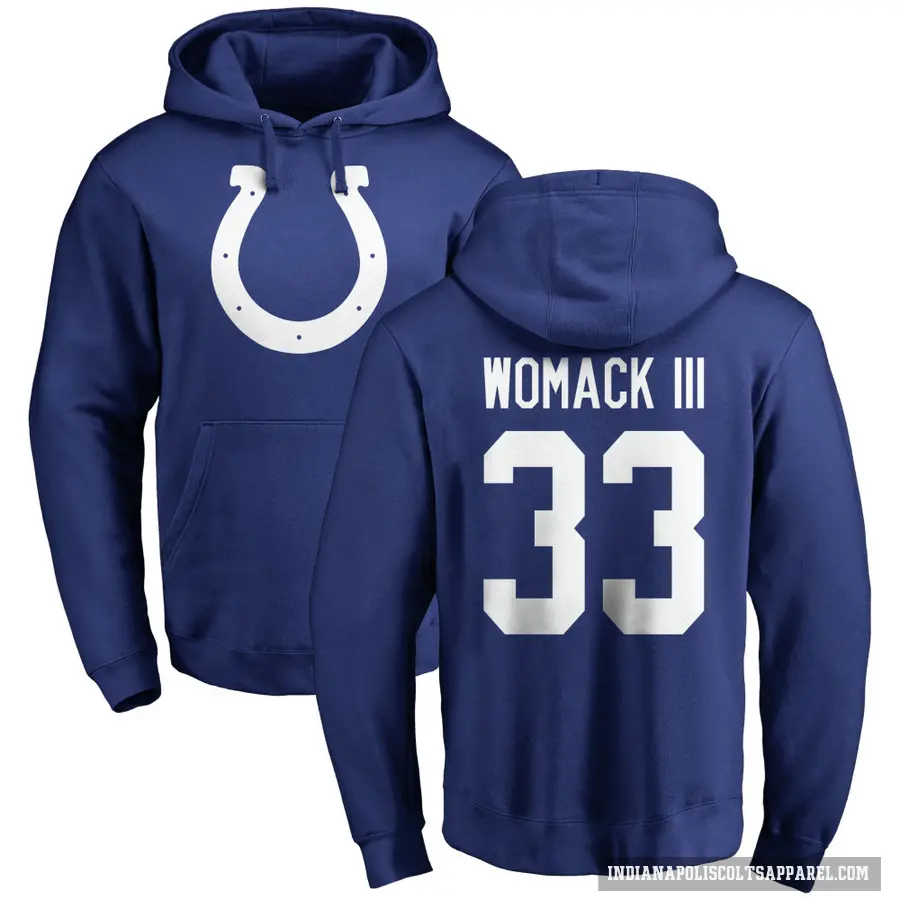 Youth ＃33 Samuel Womack III Indianapolis Colts Royal Pro Line Name & Number Logo Pullover Hoodie