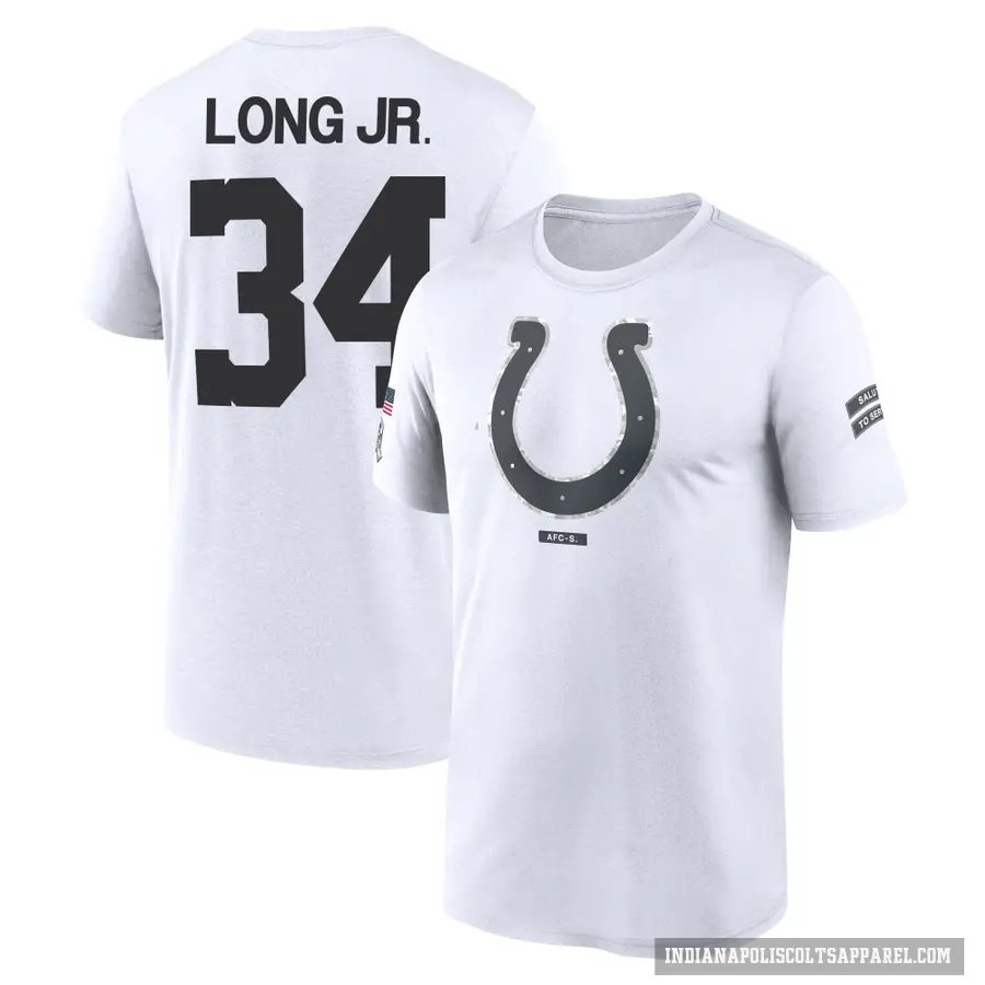 Youth ＃34 David Long Jr. Indianapolis Colts White 2024 Salute to Service Performance T-Shirt