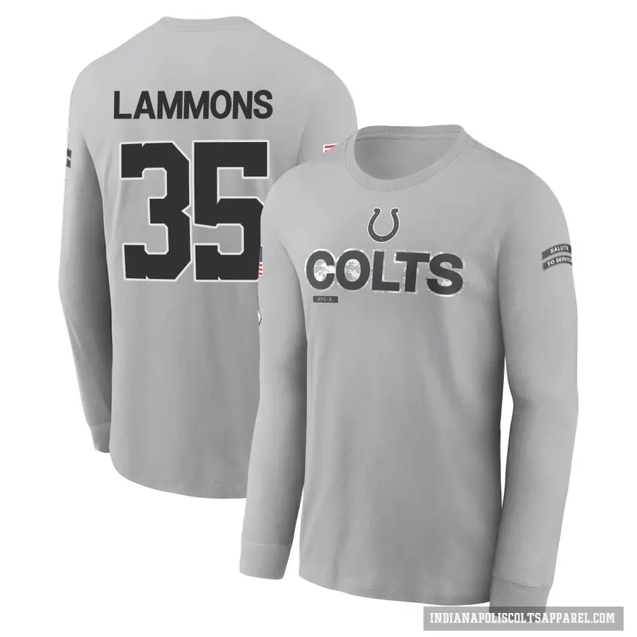 Youth ＃35 Chris Lammons Indianapolis Colts Gray 2024 Salute to Service Long Sleeve T-Shirt