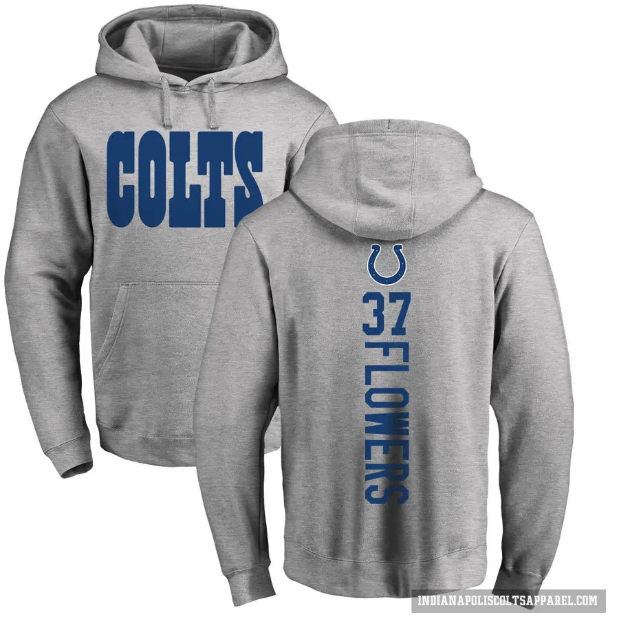 Youth ＃37 Tre Flowers Indianapolis Colts Pro Line Ash Backer Pullover Hoodie
