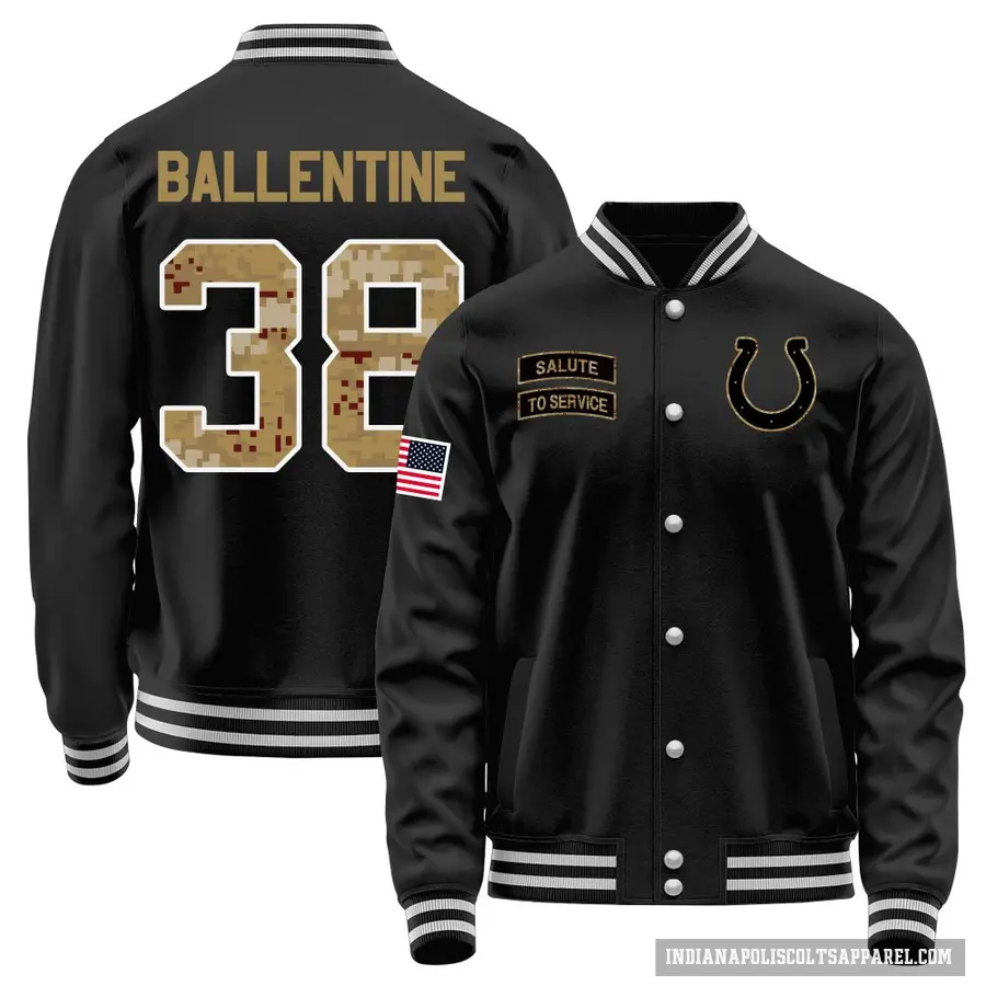 Youth ＃38 Corey Ballentine Indianapolis Colts Black Salute to Service Sideline Performance Jacket