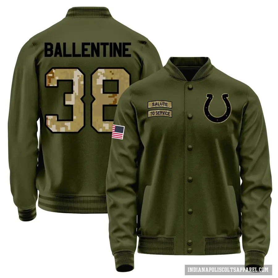 Youth ＃38 Corey Ballentine Indianapolis Colts Olive Salute to Service Sideline Performance Jacket